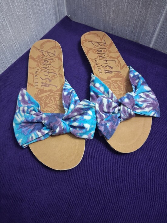 Blowfish Malibu Shoes - Blowfish Malibu Bow Slides Sandals Blue Purple Size 10